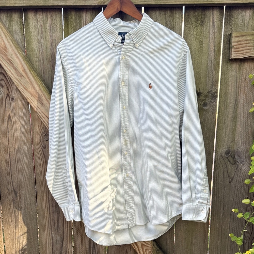 Ralph Lauren White and Blue Striped Casual Shirt